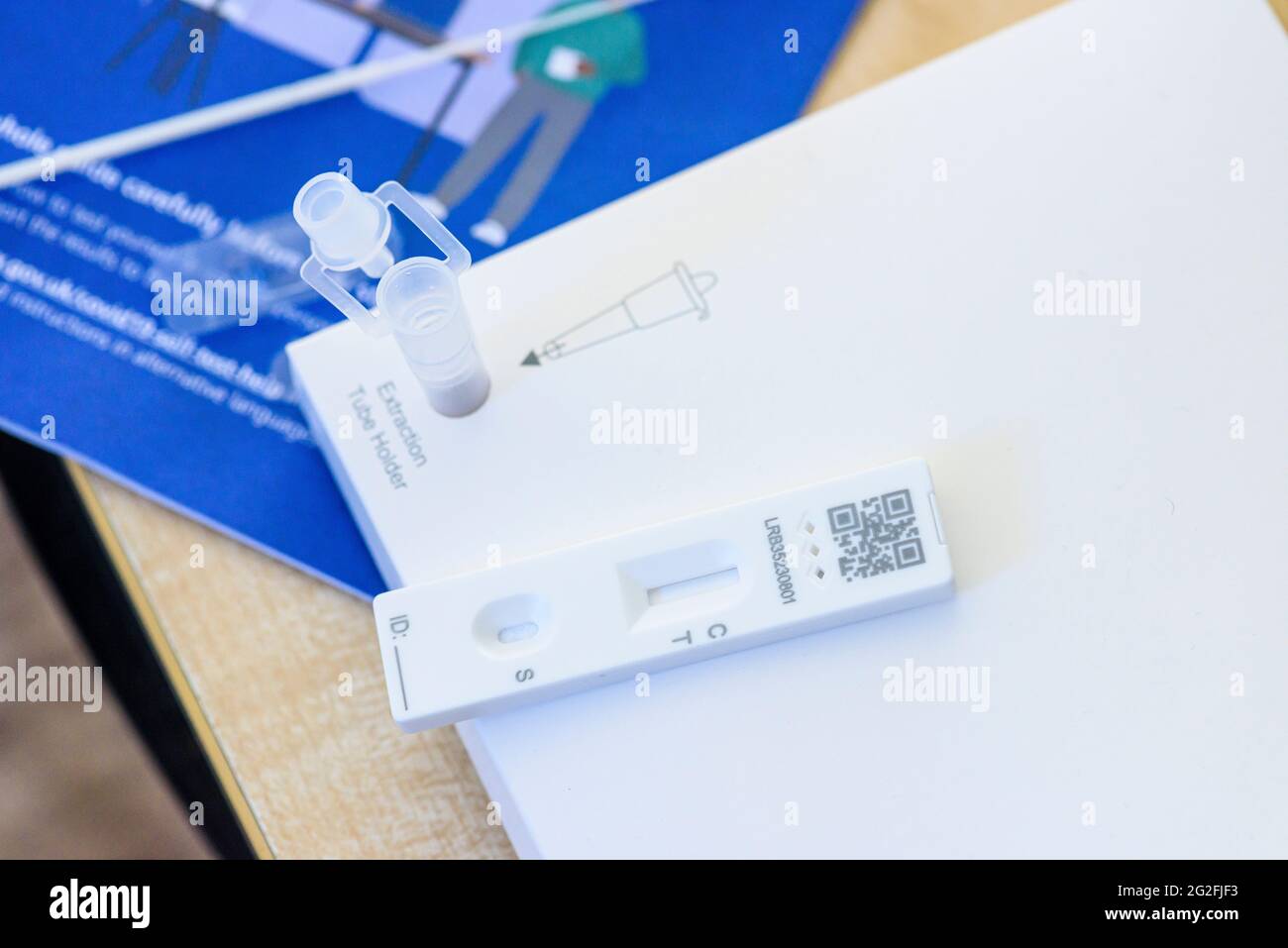 NHS Covid-19 lateral flow home testing kit Stock Photo