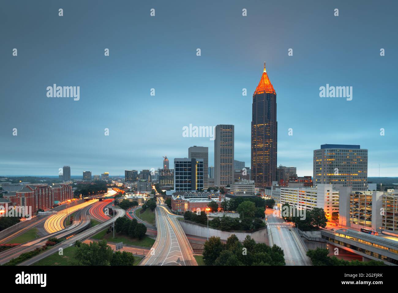Atlanta, Georgia, USA downtown and midtown skyline at dusk. Stock Photo