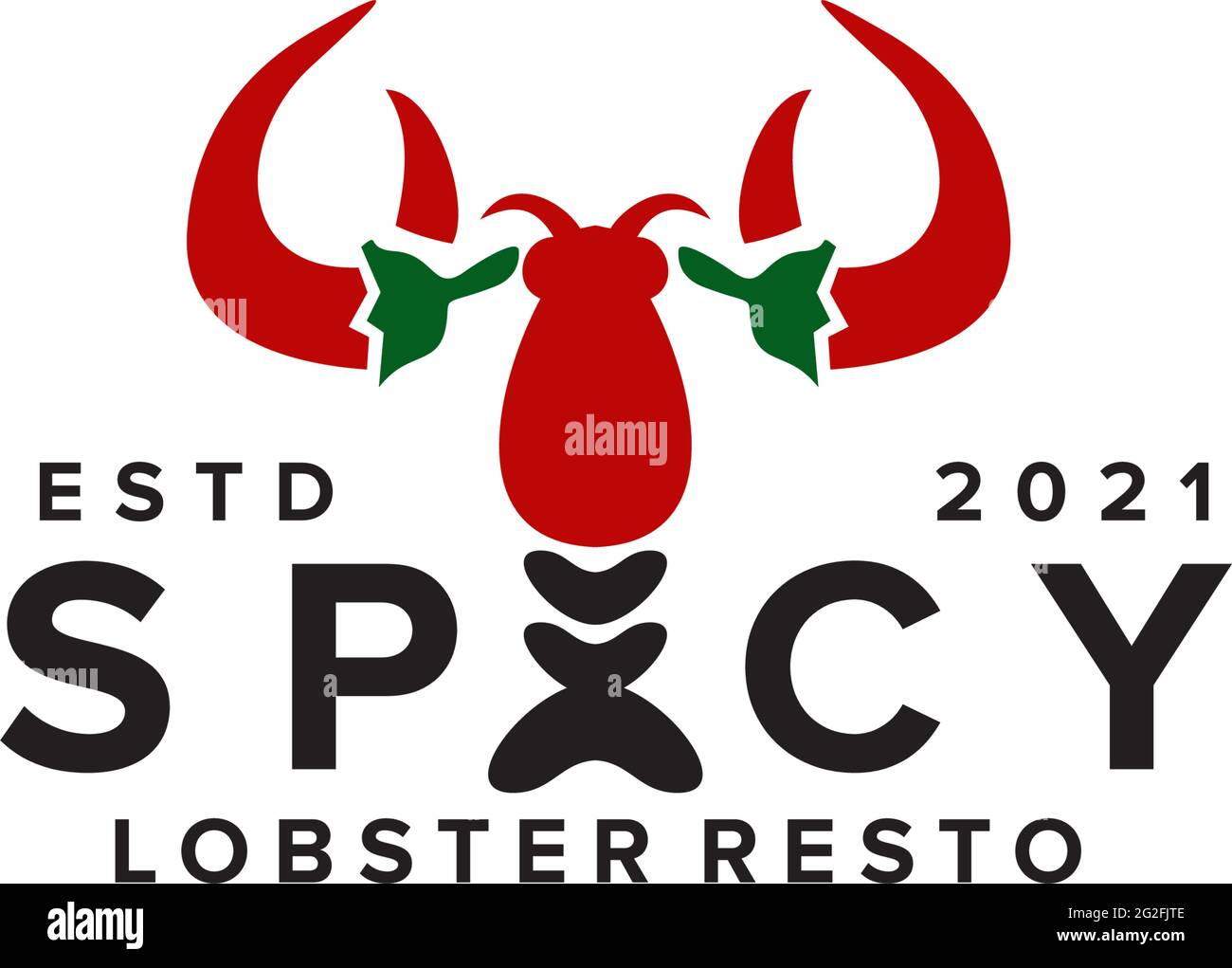 Spicy lobster restaurant logo design vector template Stock Vector