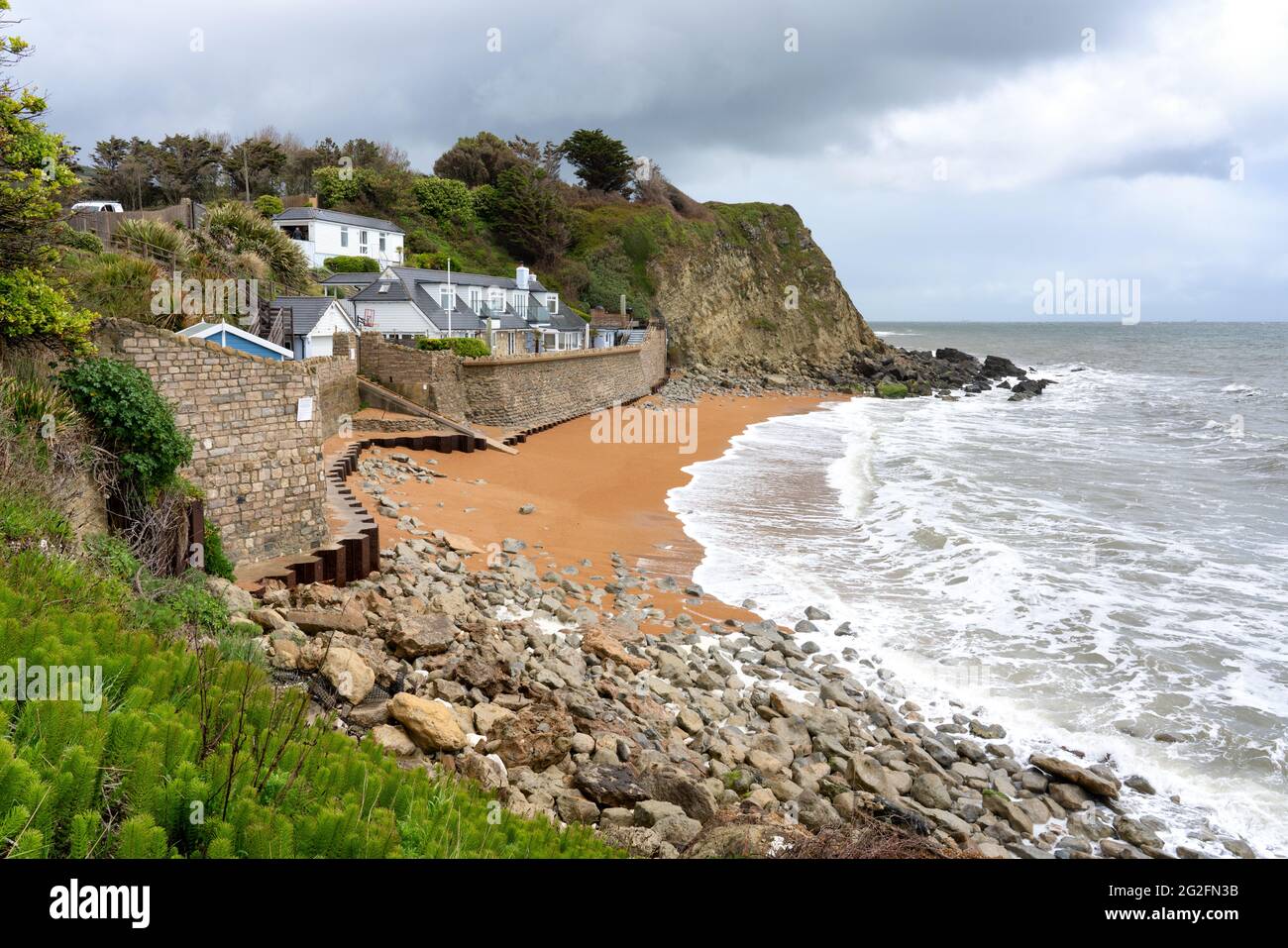Orchard Bay a small sandy beach near Ventnor on the south coast of the Isle of Wight Hampshire UK Stock Photo