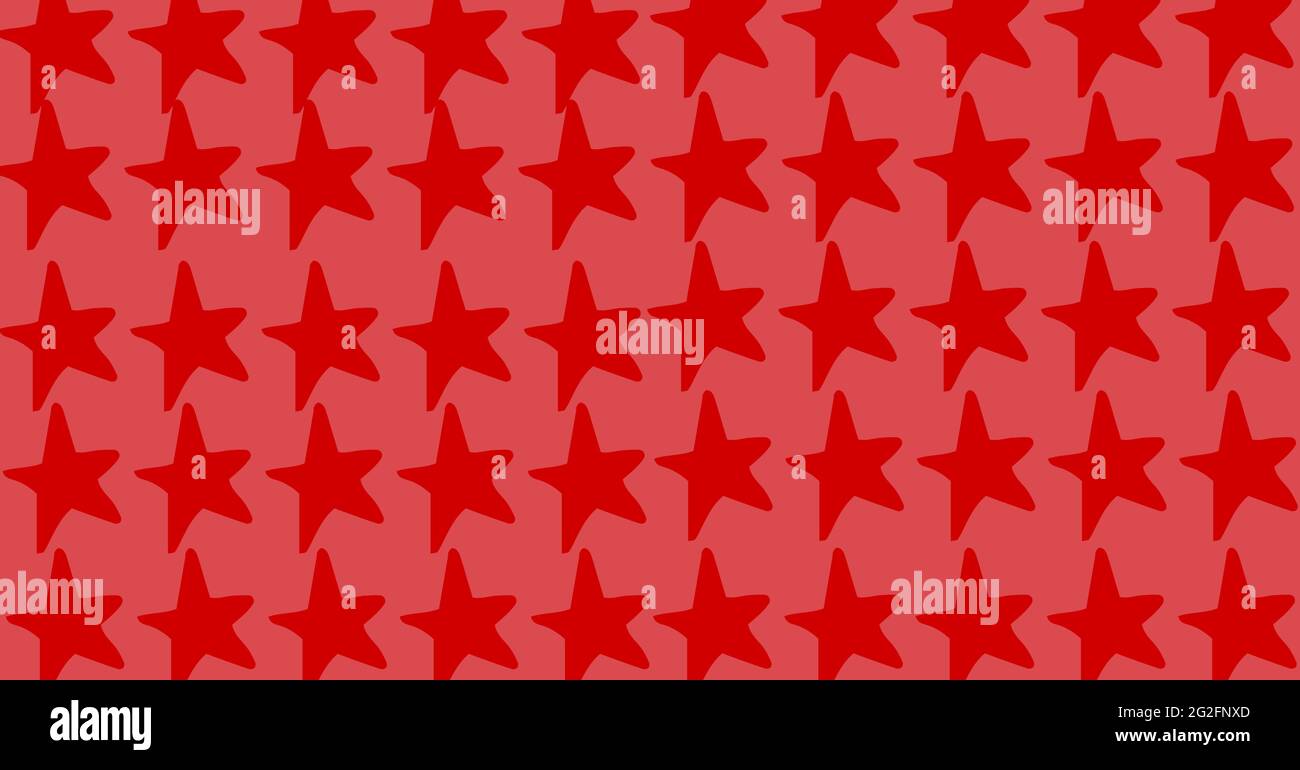 Composition of multiple rows of red stars on red background Stock Photo