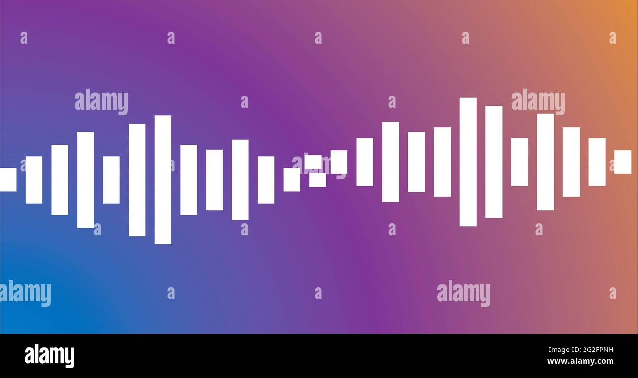 Composition of white graphic music equalizer over gradient background ...