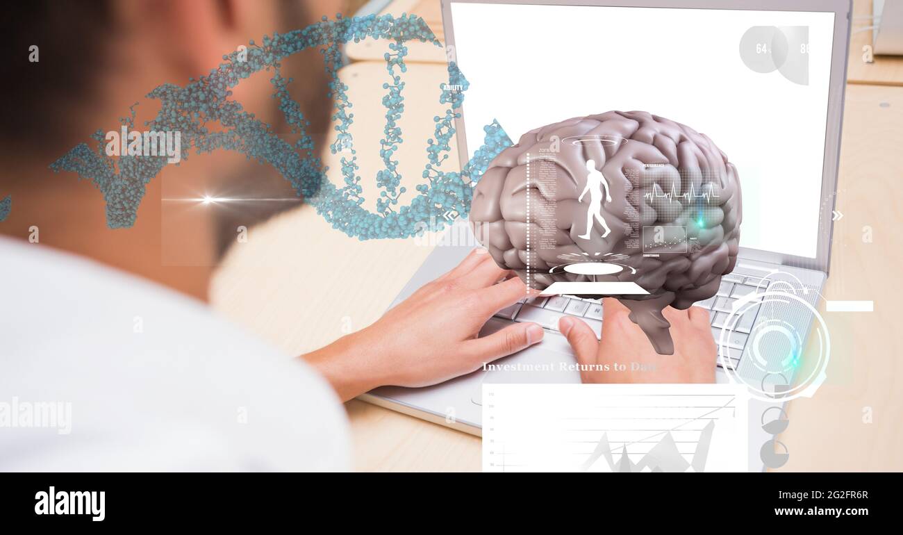 Composition of human brain and medical data processing over male doctor ...