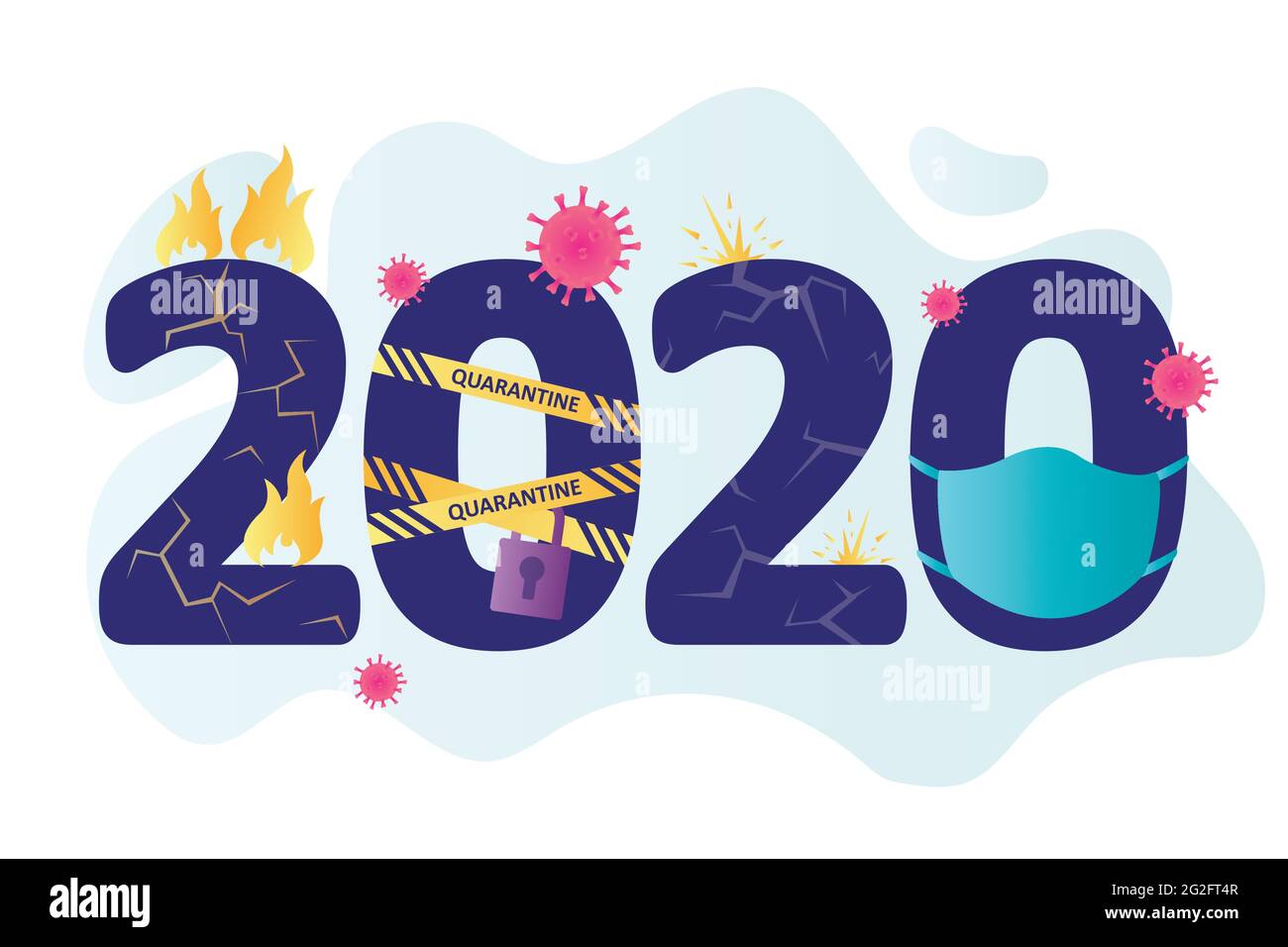 2020 year big numbers crazy problem year global coronavirus pandemic lockdown fires protests and others funny printable template banner for w stock vector image art alamy