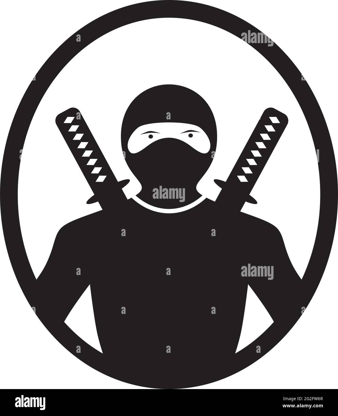Black ninja icon logo design vector template Stock Vector