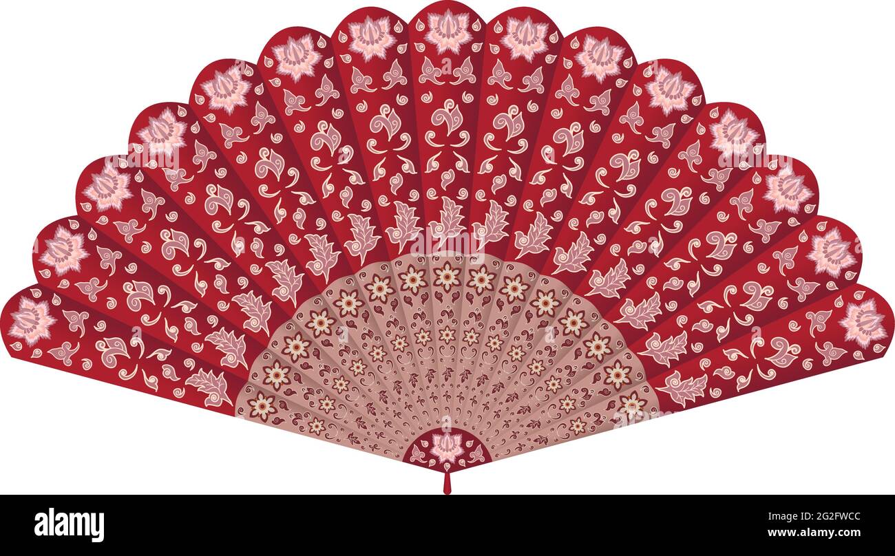 Hand fan with floral decoration pattern Stock Vector Image & Art Alamy