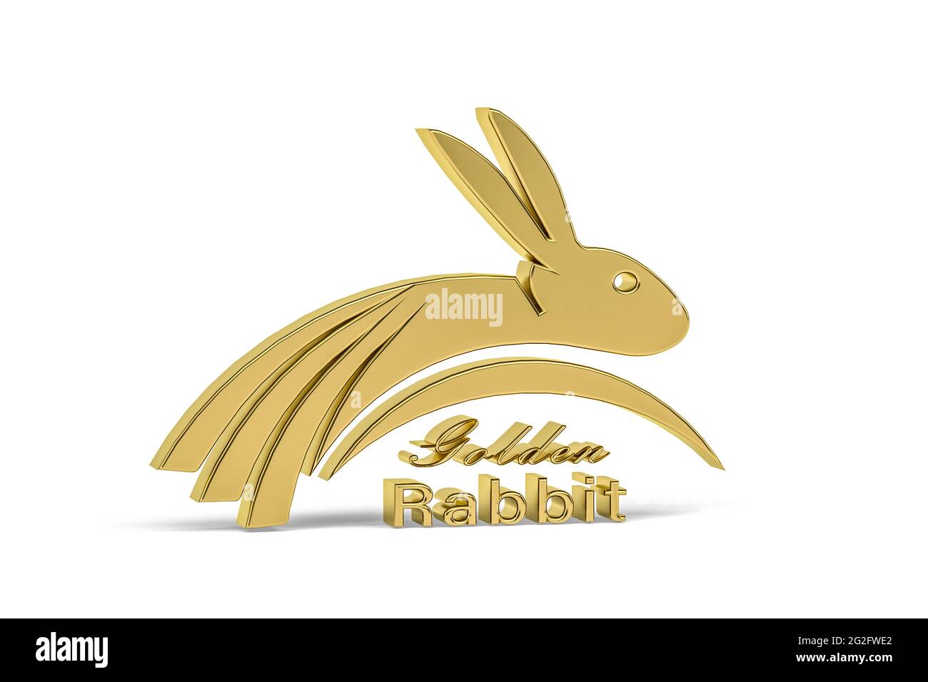 Golden 3d rabbit icon isolated on white background - 3d render Stock ...