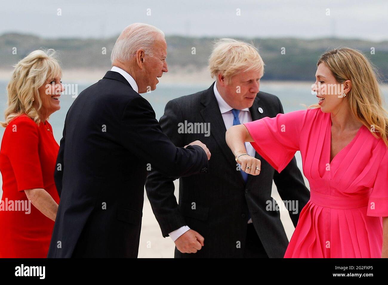 Britain's Prime Minister Boris Johnson and his spouse Carrie Johnson