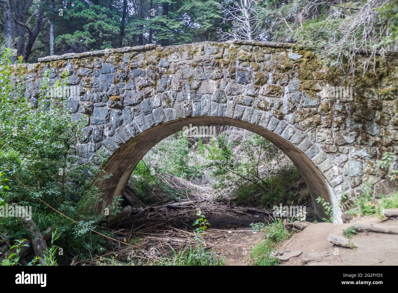 Stone bridge in Municipal Park Llao Llao near Bariloche, Argentina Stock Photo