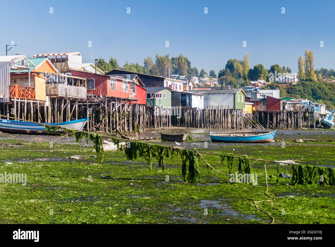 Palafitos (stilt houses) in Castro, Chiloe island, Chile Stock Photo
