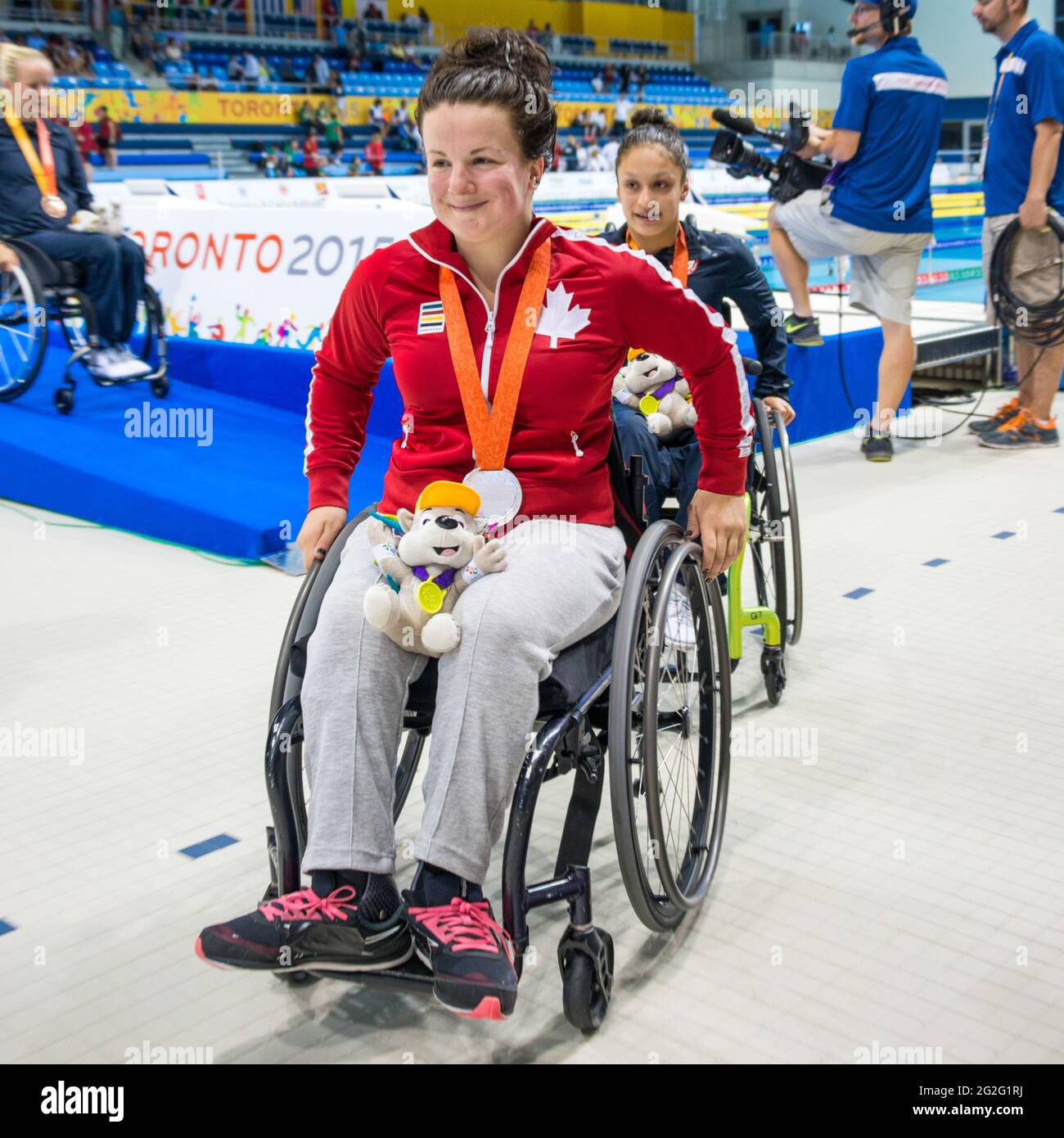 Canadian female athlete winner of the Silver Medal during the Toronto Parapan Am Games. Paralympic Games. Stock Photo