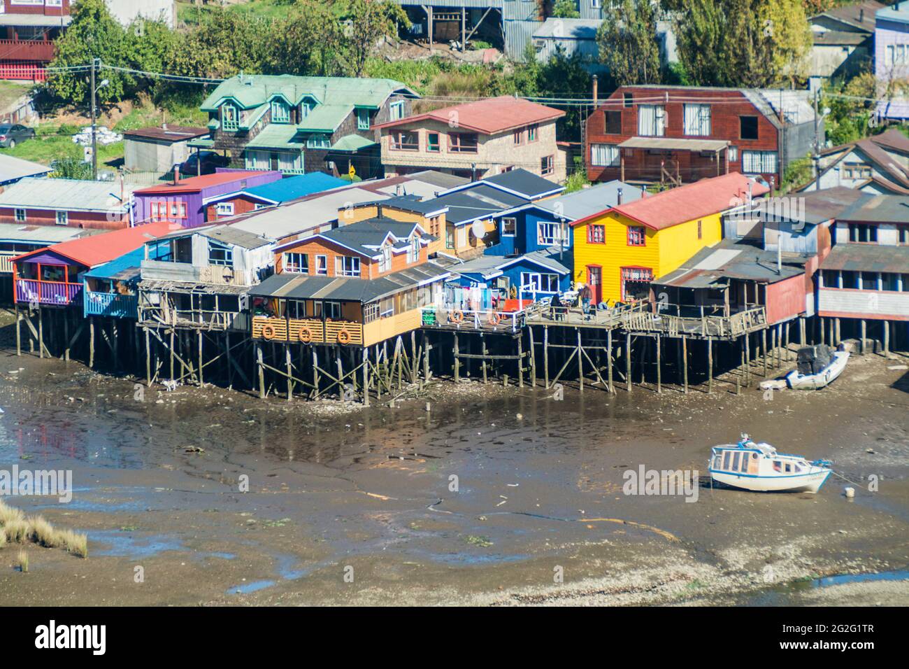 Palafitos (stilt houses) in Castro, Chiloe island, Chile Stock Photo