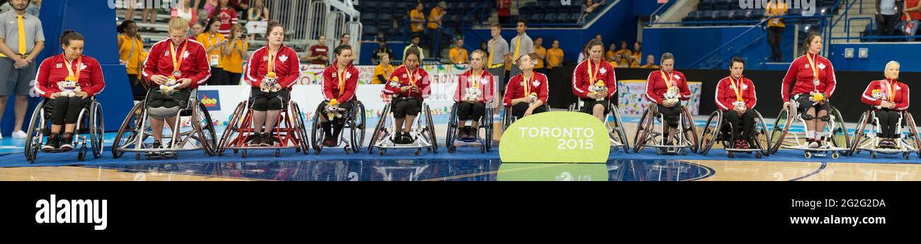 Team Canada wins the Silver Medal in Women's Wheelchair Basketball event during the Parapan Am Games Toronto 2015 Stock Photo