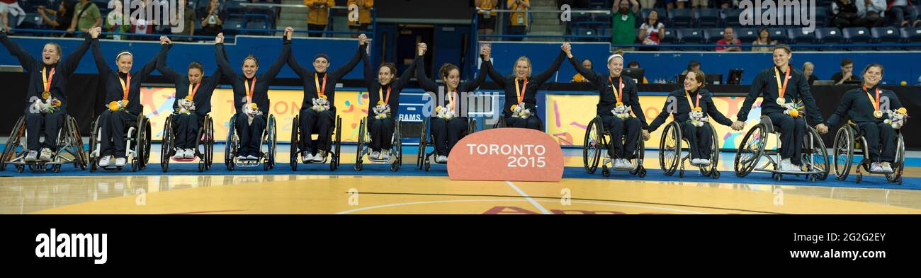 Team USA wins the Gold Medal in Women's Wheelchair Basketball event during the Parapan Am Games Toronto 2015 Stock Photo
