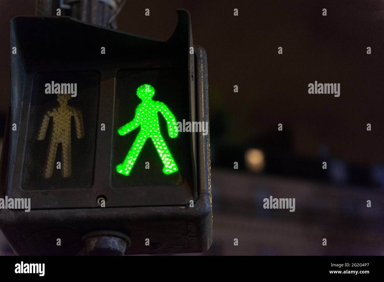 Green traffic light man, Paris Stock Photo