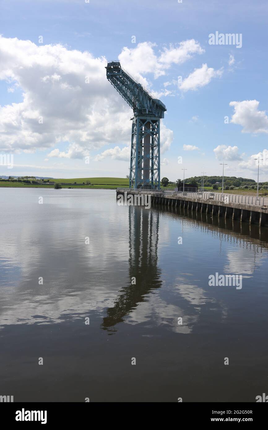 Titan Clydebank, more commonly known as the Titan Crane is a 150-foot-high (46 m) cantilever crane at Clydebank, West Dunbartonshire, Scotland. Stock Photo
