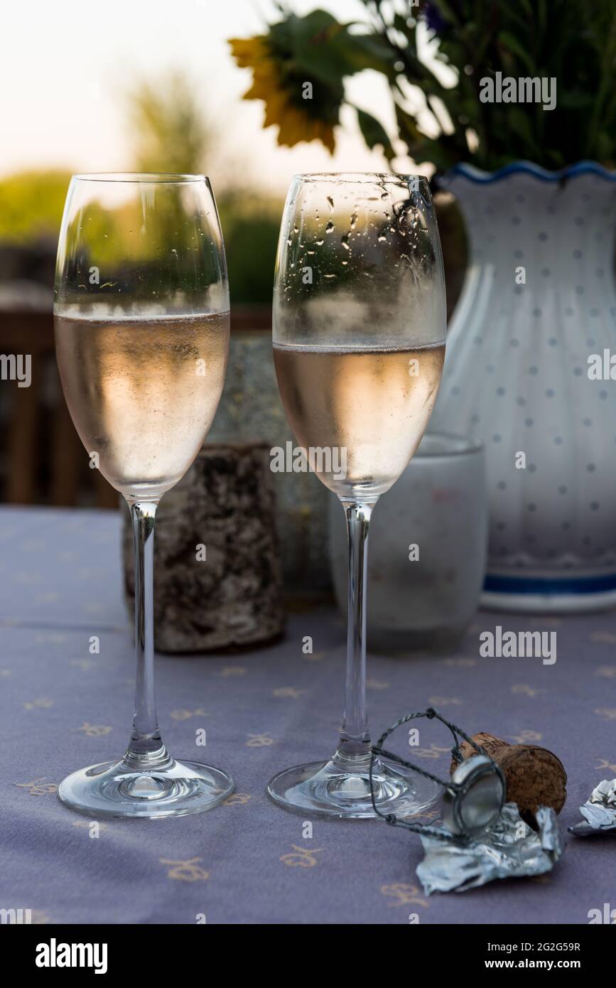 Summer drink, glasses, evening mood, Stock Photo