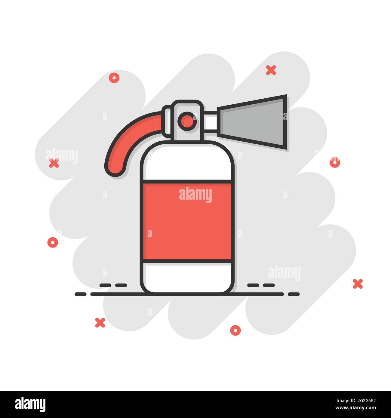 Extinguisher icon in comic style. Fire protection cartoon vector ...