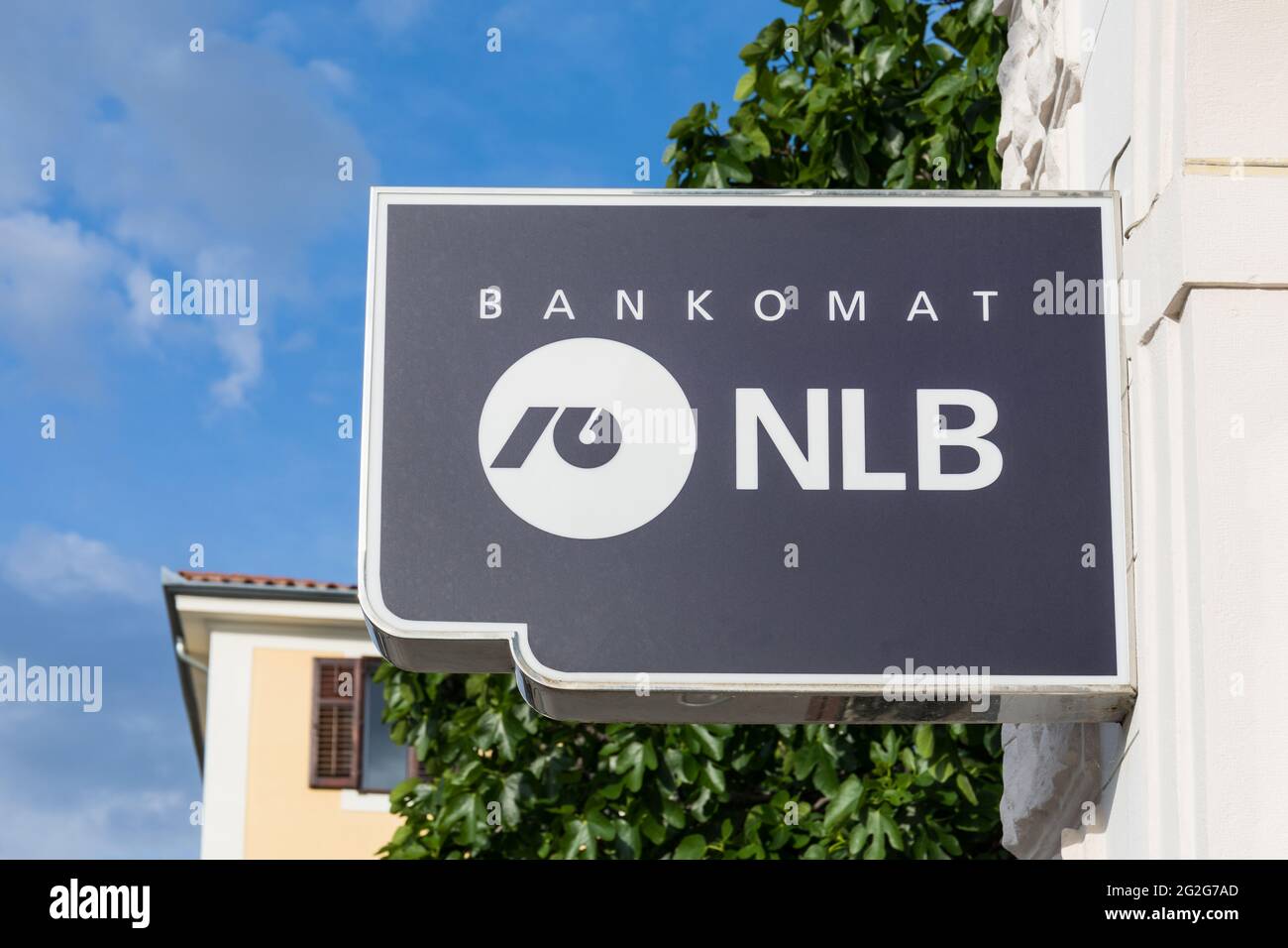 Nova Ljubljanska banka (NLB) bancomat sign Stock Photo