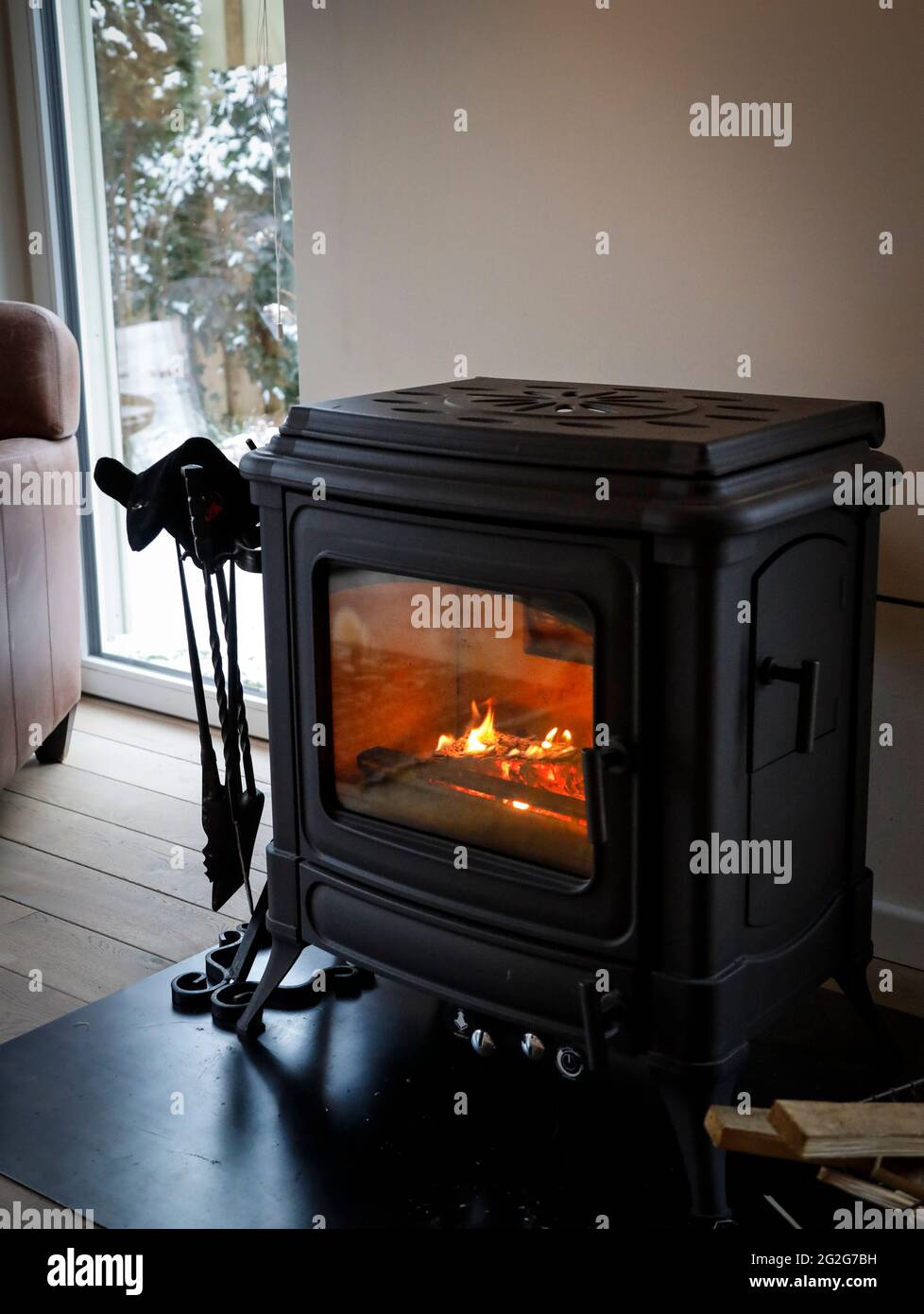 Old fashion look fireplace stove Stock Photo