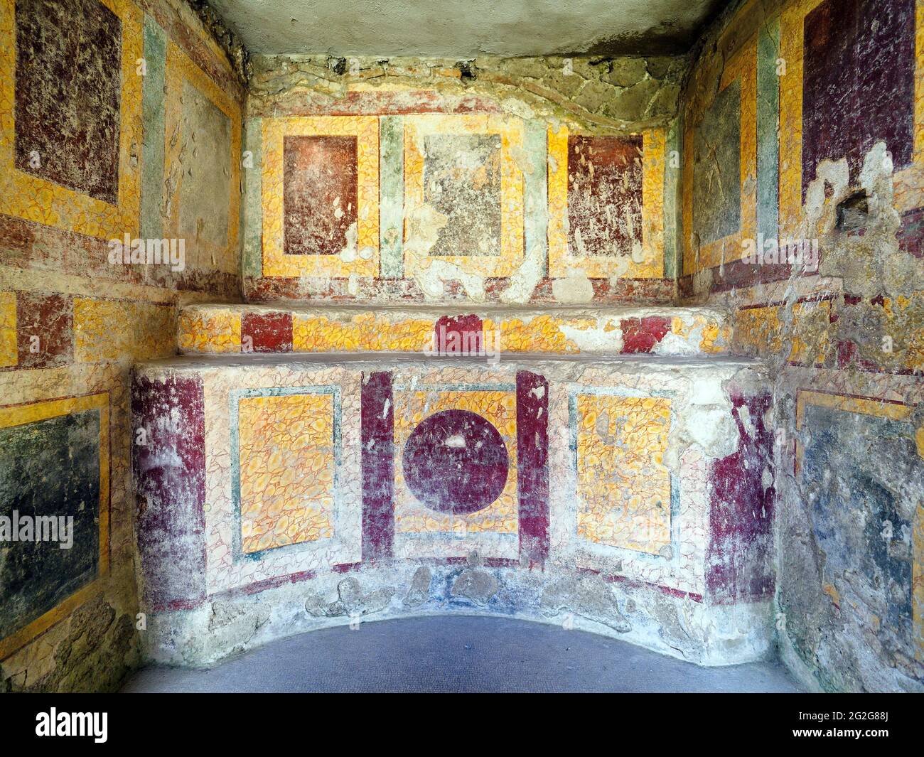 Fresco decorated household lararium (shrine) - Villa San Marco, Stabiae  - Napoli, Italy Stock Photo