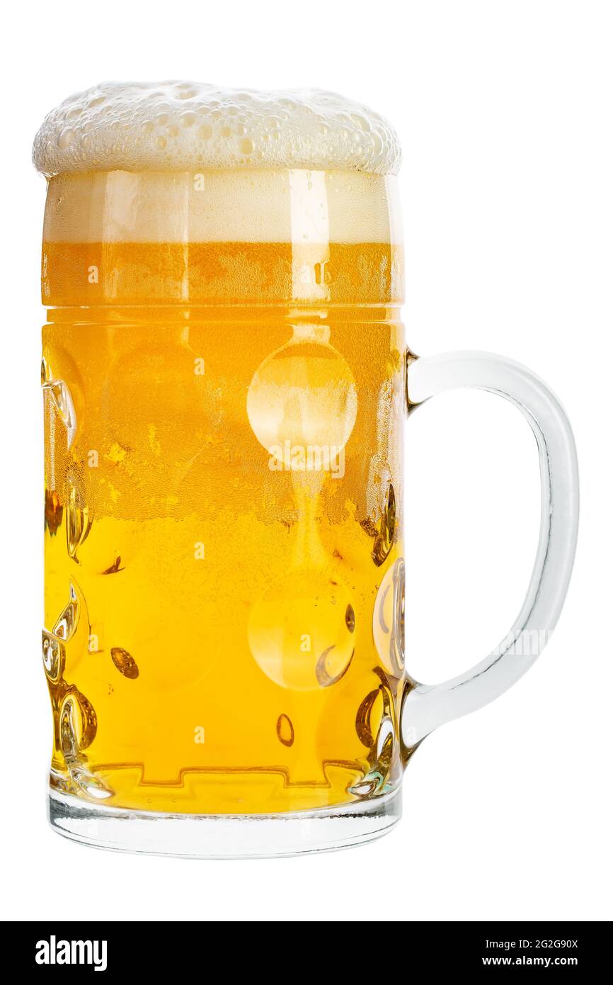 Mug with beer isolated on a white background. Alcoholic beverage. File contains clipping path. Stock Photo