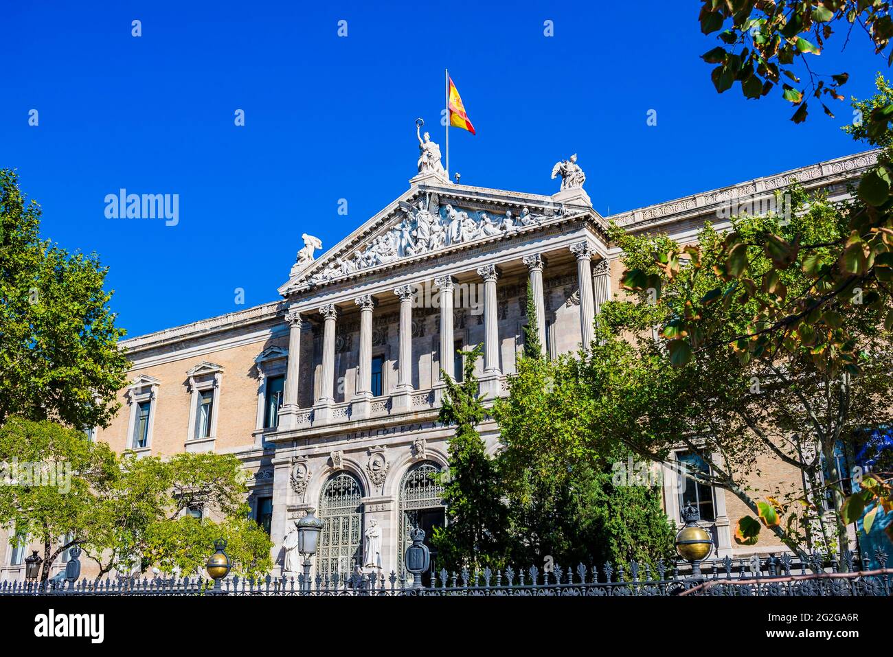 Building of National Library - Biblioteca Nacional, a library established by a government as a country's preeminent repository of information. They in Stock Photo