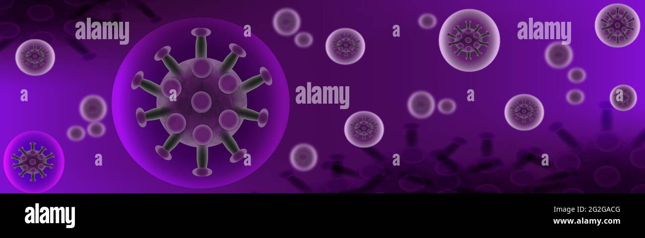The pandemic of purple virus isometric Stock Photo
