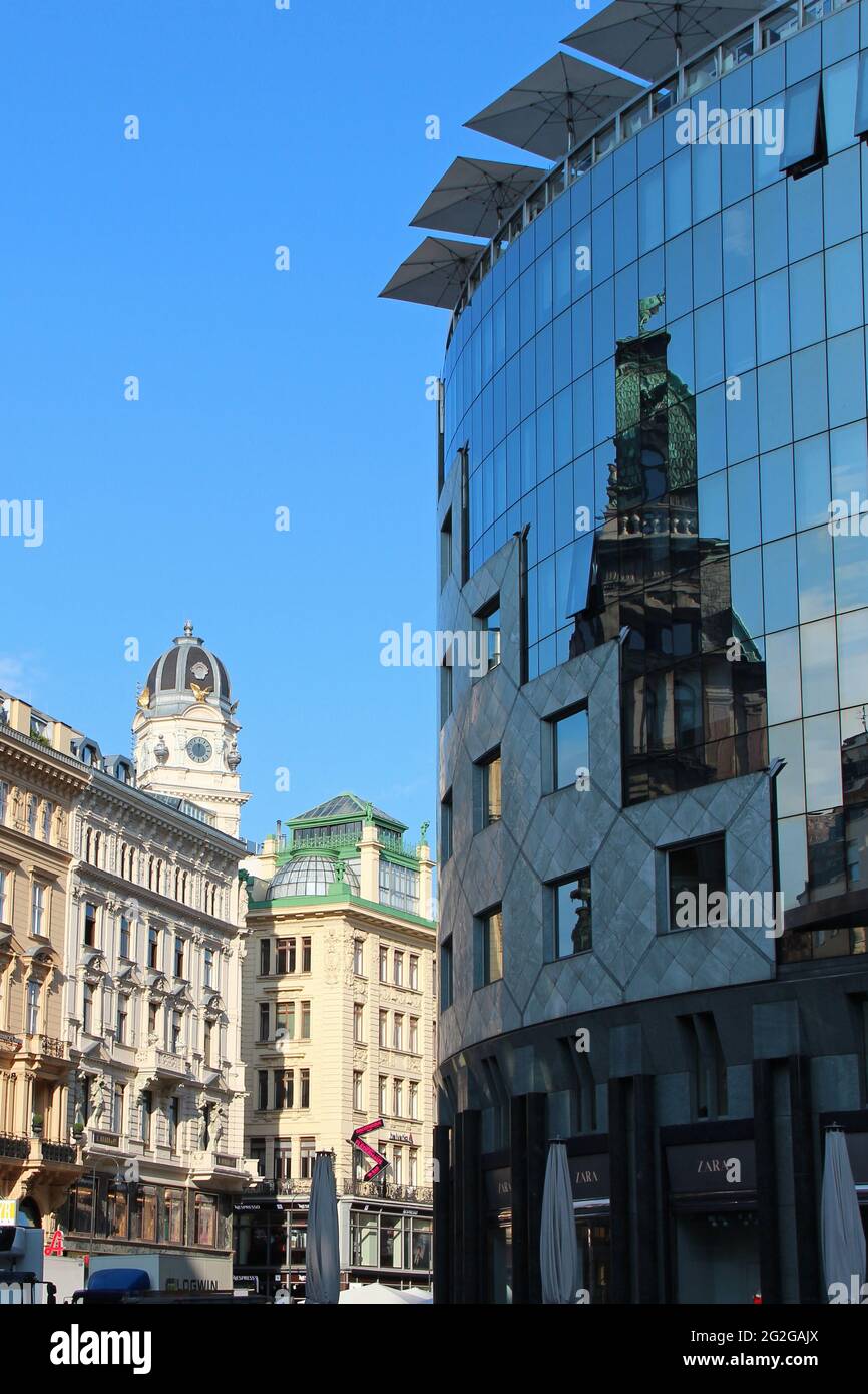 modern glass building (haas haus) in vienna (austria) Stock Photo