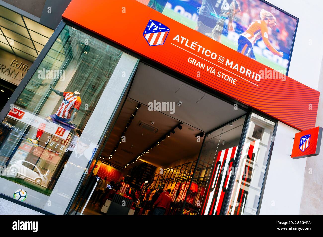 Atlético de Madrid's official store. Gran Vía store Madrid, Comunidad de  Madrid, Spain, Europe Stock Photo - Alamy