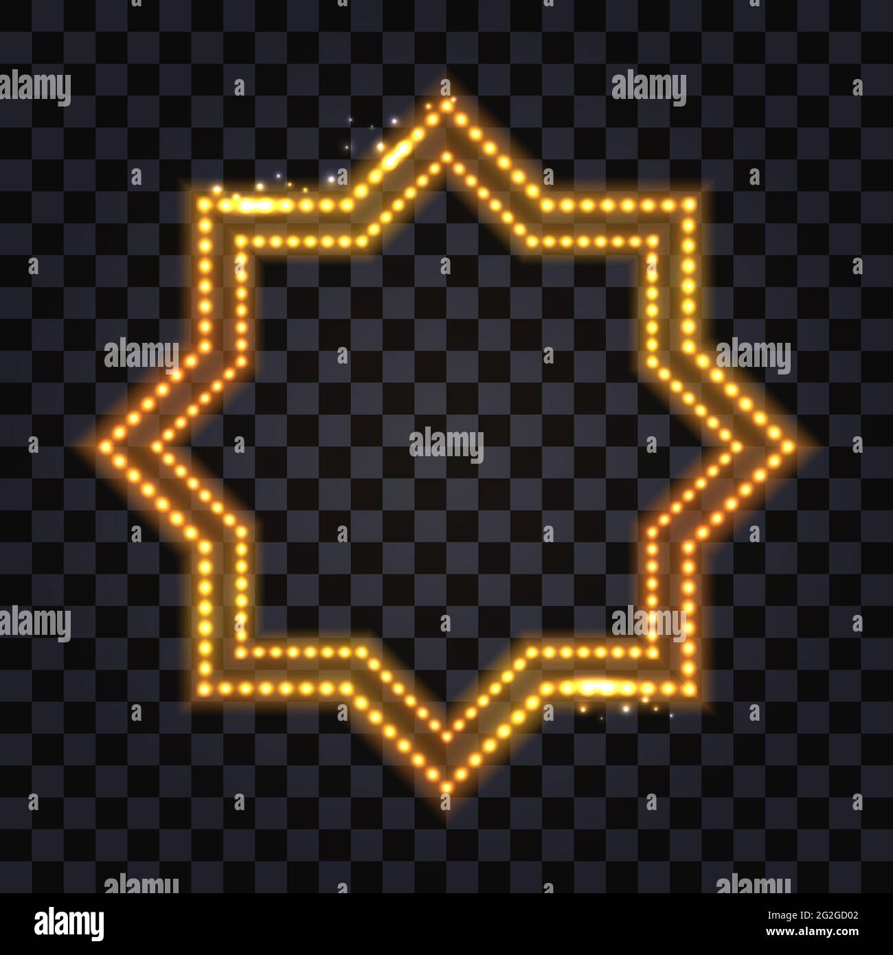 LED light frame border with neon glowing effect and sparks. Shiny