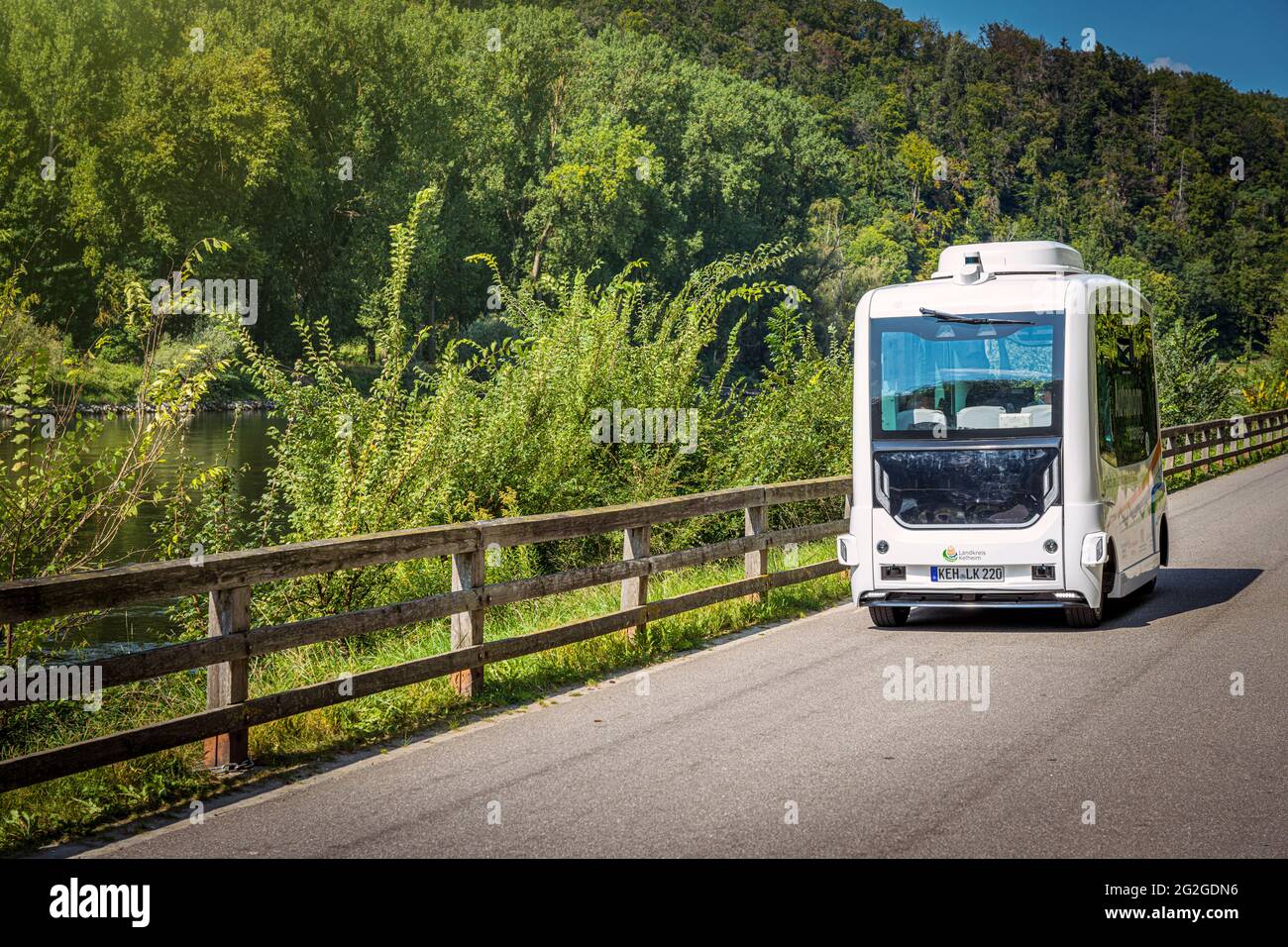 Mobility turnaround in local transport, self-driving bus, Weltenburg Abbey Stock Photo