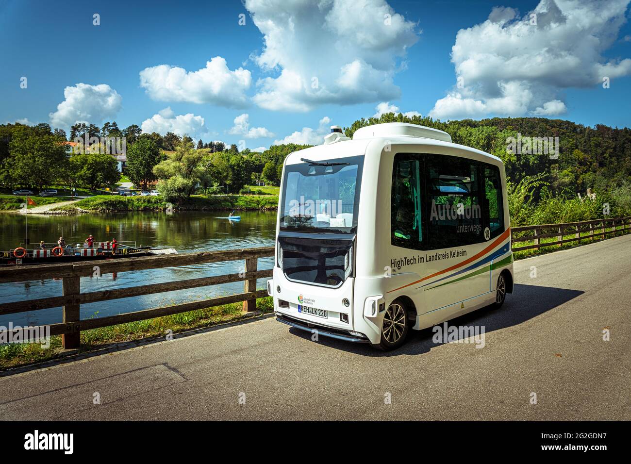 Mobility turnaround in local transport, self-driving bus, Weltenburg Abbey Stock Photo