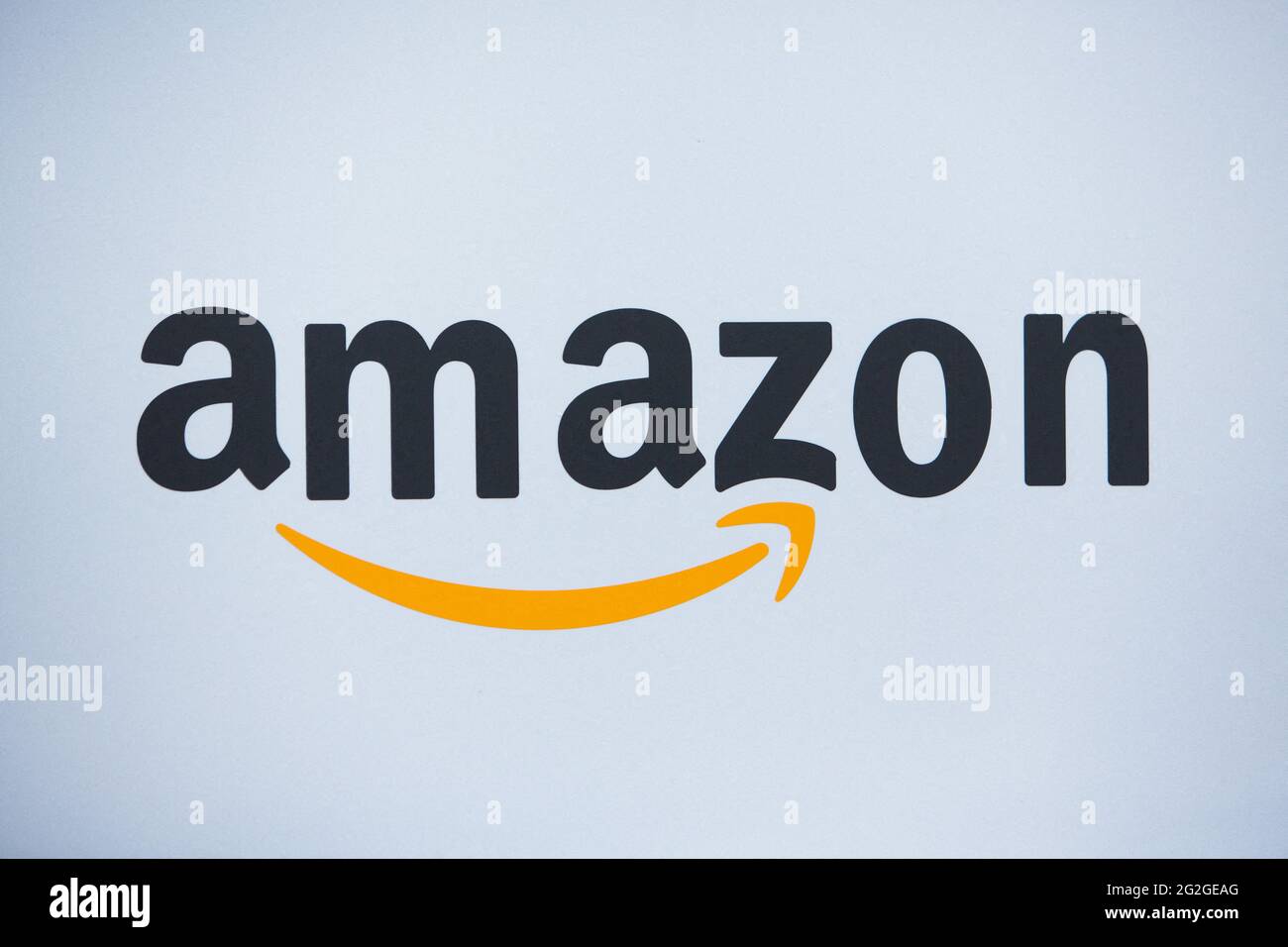 File photo - Logo of Amazon on the logistic warehouse of Amazon in  Velizy-Villacoublay september 23 2019. - Following the allocation this  Friday of the old Mediapro lots to Amazon, that is