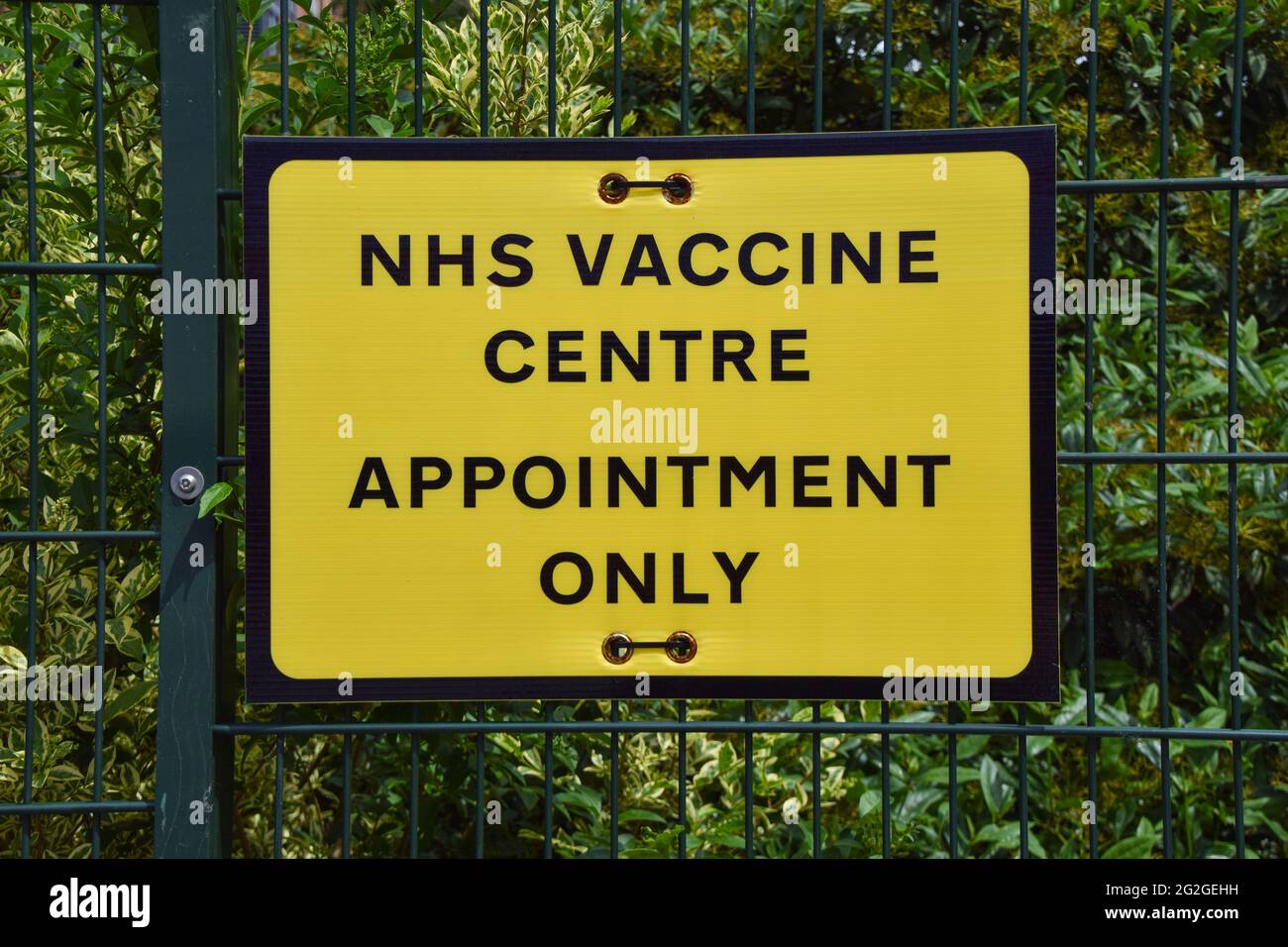 London, United Kingdom. 11th June 2021. NHS COVID Vaccine Centre in Wembley. Over 70 million coronavirus vaccination doses have been given in the UK to date, and over half of the adults have received their second dose. (Credit: Vuk Valcic / Alamy Live News). Stock Photo
