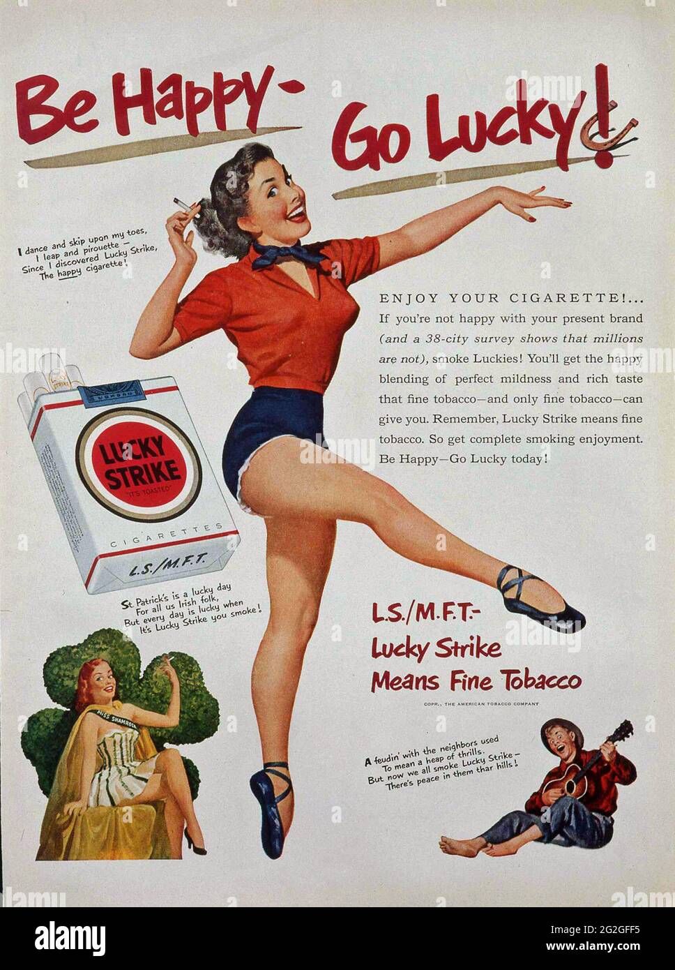 1951 Life Magazine advertisement for Lucky Strike cigarettes. Stock Photo