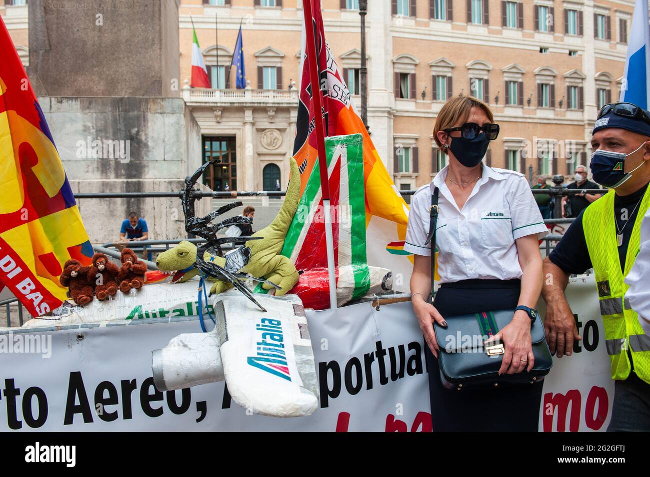 Rome, Italy 10/06/2021: lavoratori Alitalia protestano in piazza Montecitorio. © Andrea Sabbadini Stock Photo