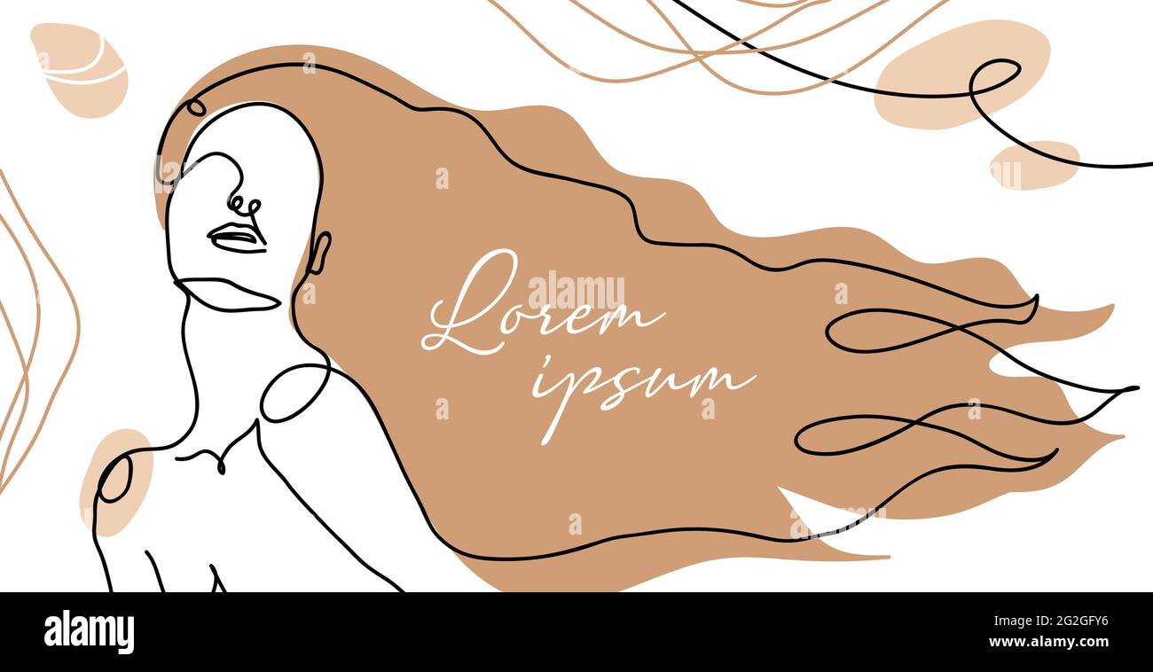Hair Salon Banner Poster Woman Gorgeous Long Hair One Line Art Hairdressers Signboard Banner Shop Sign Design Girl Female Minimalist Vector Stock Vector Image Art Alamy