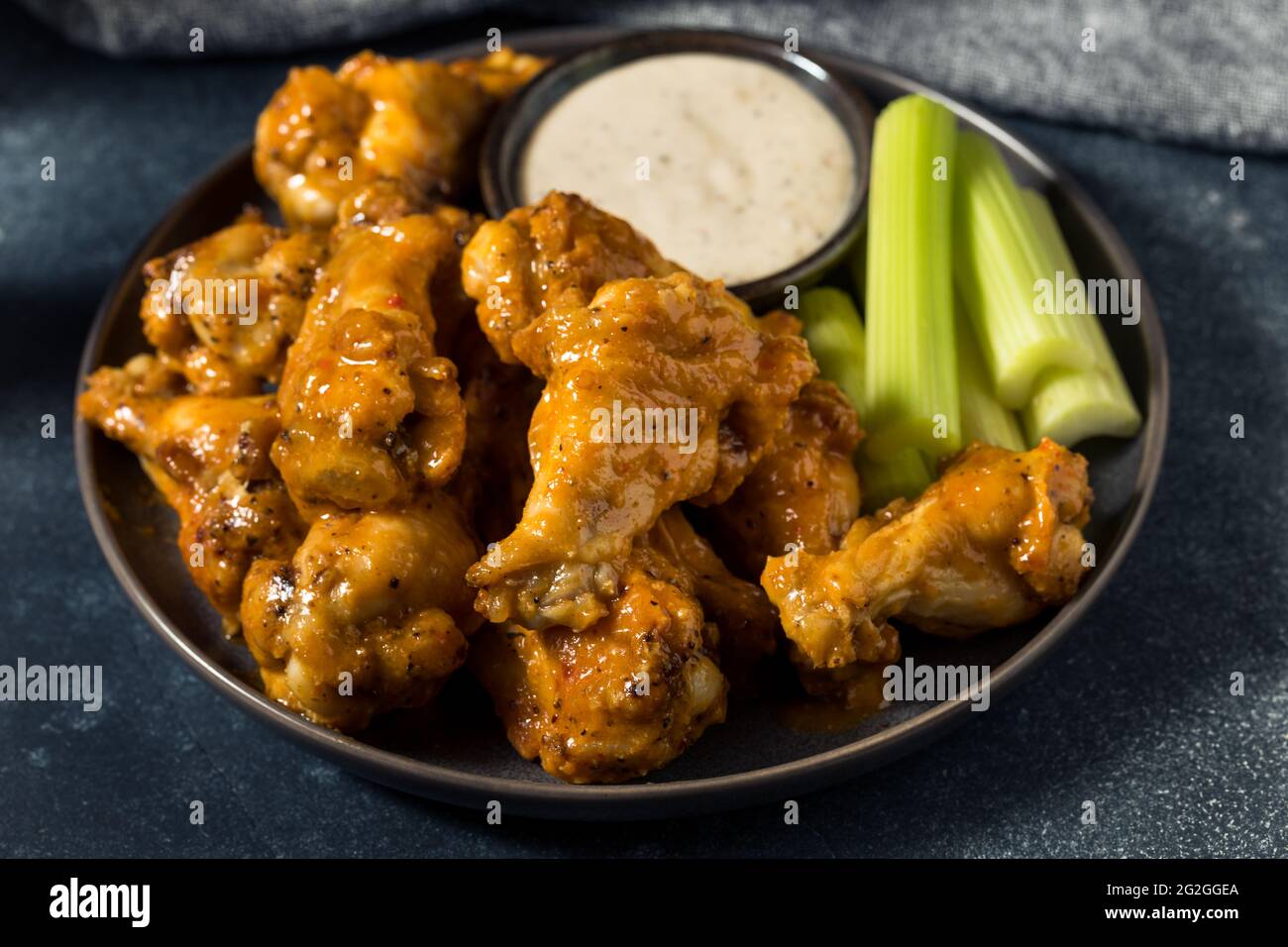 Homemade Peri Chicken Wings With Ranch And Celery Stock Photo Alamy