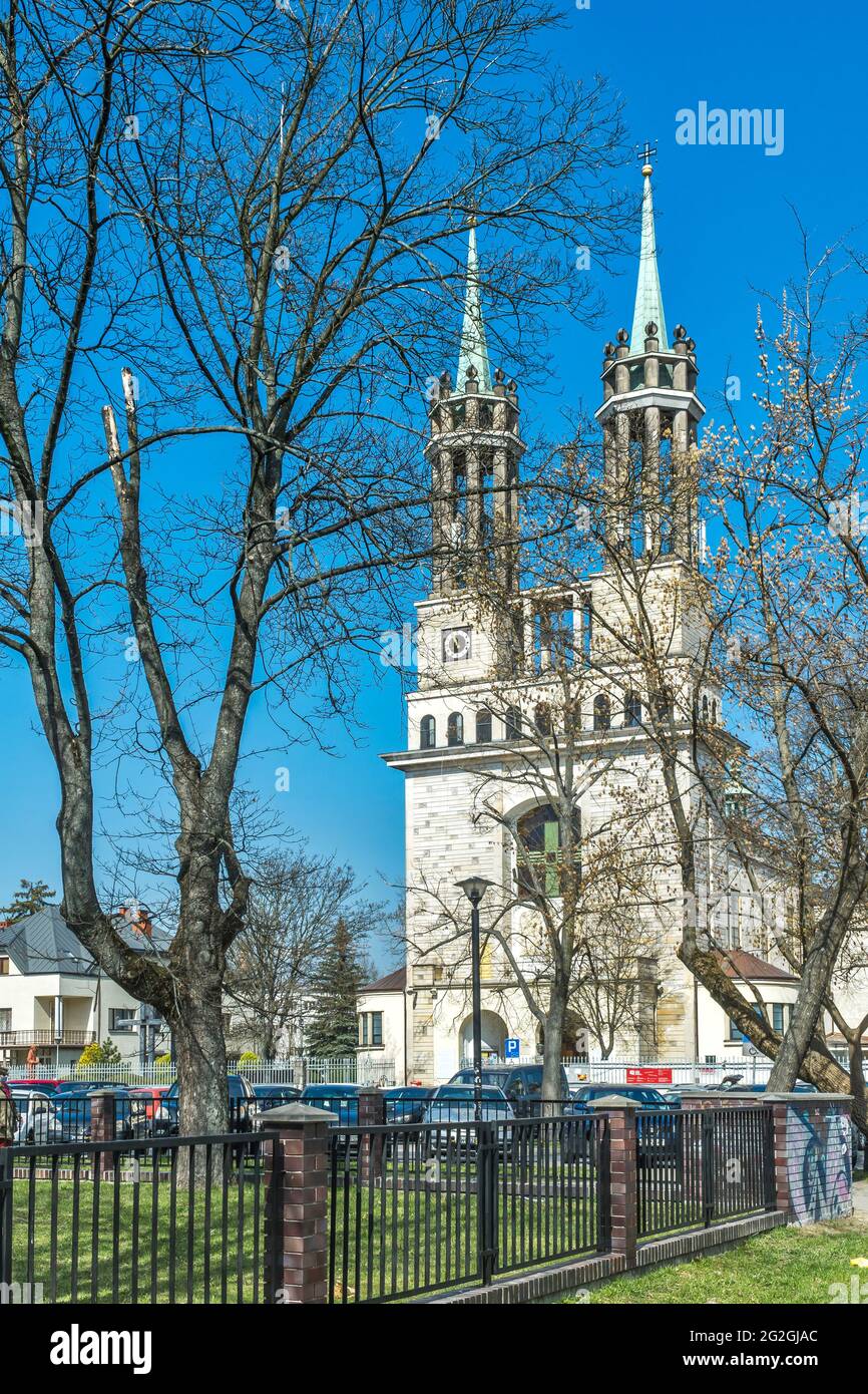 External view of the church dedicated to Saint Stanislaus Kostka in the district of Zoliborz