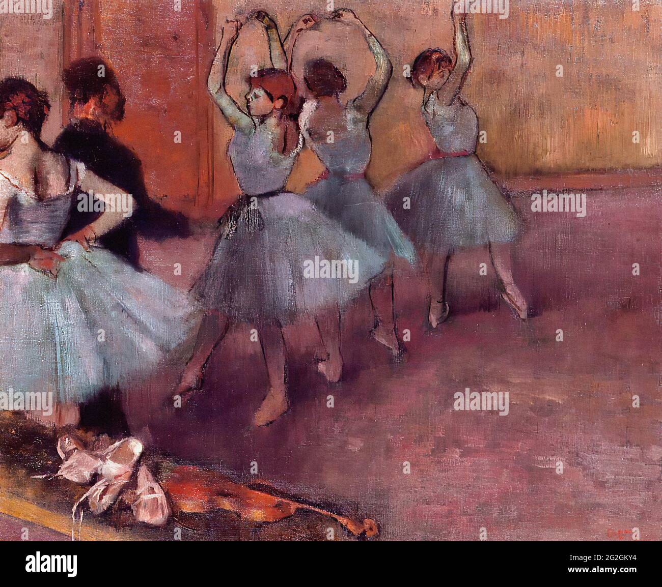 Edgar Degas - Dancers Light Blue Rehearsing Dance Studio C 1881 Stock