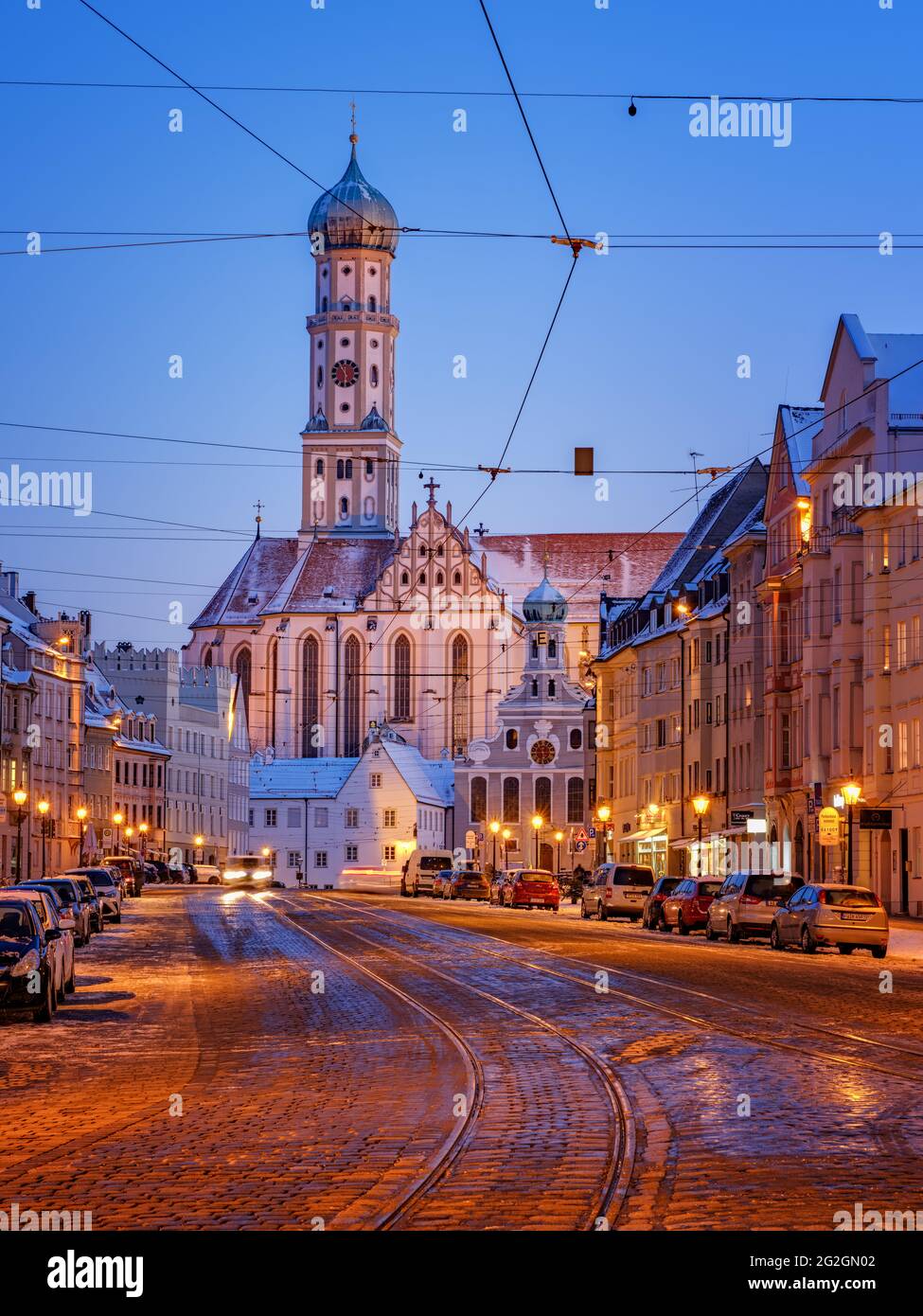 Winter at the Basilica of St. Ulrich and Afra, Stock Photo