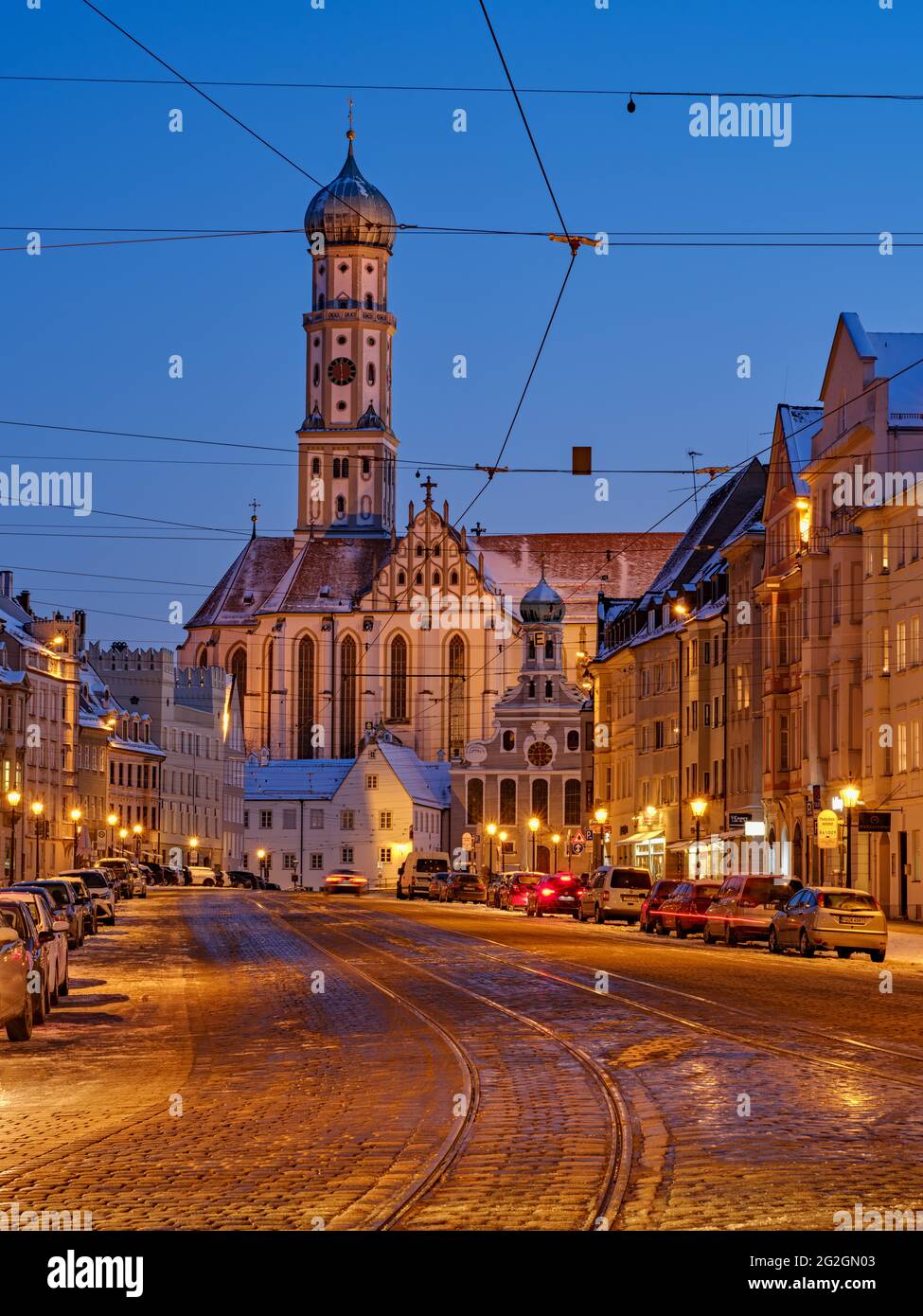 Winter at the Basilica of St. Ulrich and Afra, Stock Photo