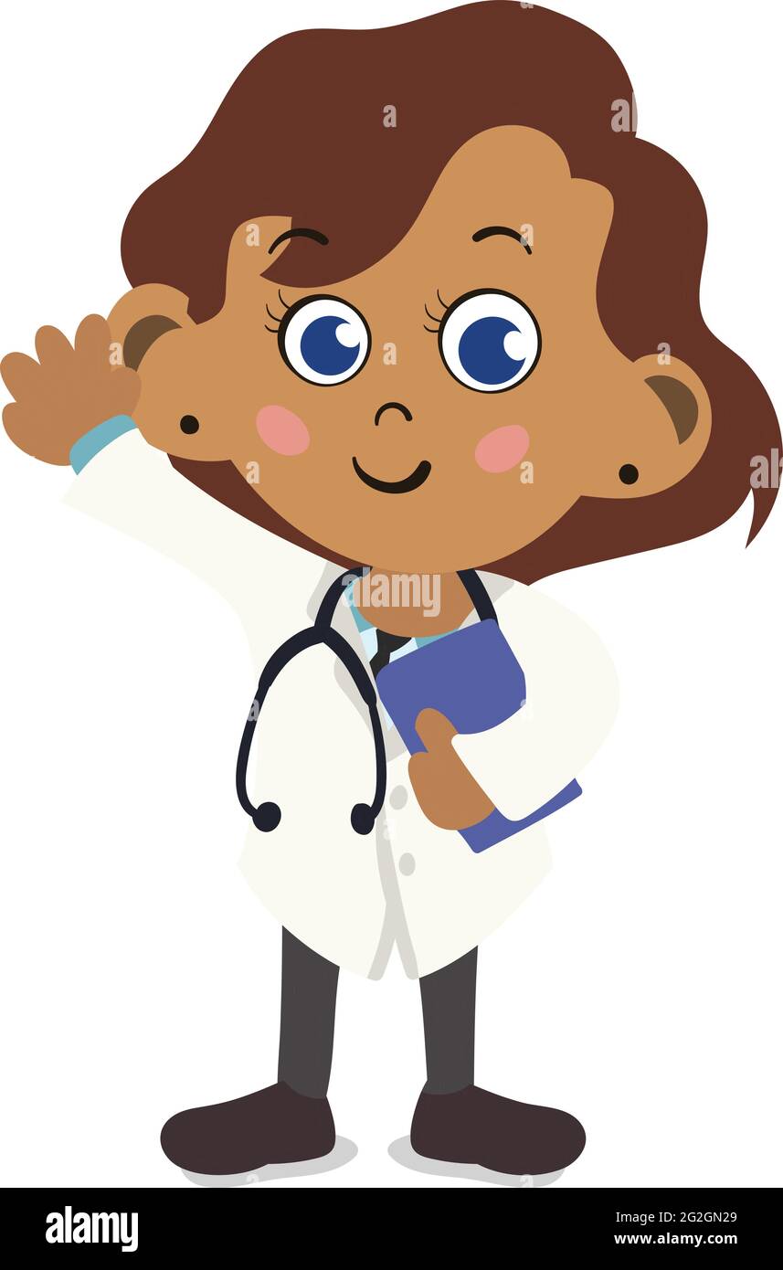 A Cute & Adorable Child Character in Cartoon Style. Kindergarten Preschool  Kid Dressed as Professional Doctor. Small Kid with stethoscope around neck  Stock Vector Image & Art - Alamy