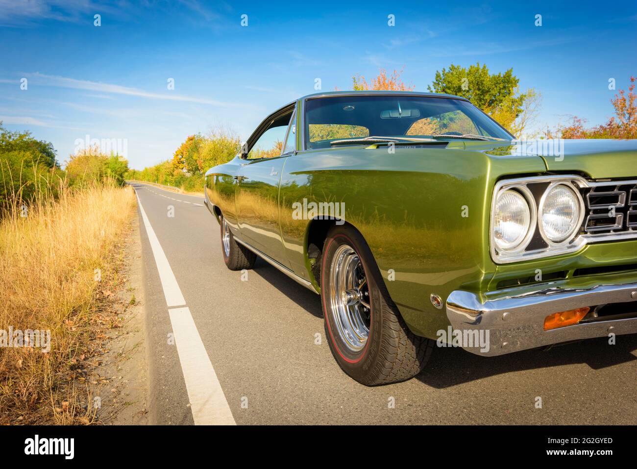 Plymouth Road Runner Built In 1968 Muscle Car Oldtimer Classic Stock Photo Alamy