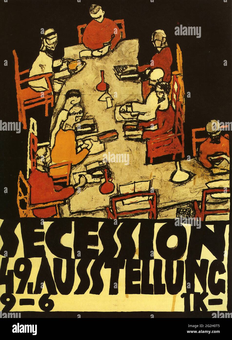 Egon Schiele -  Poster for the Vienna Secession 49th Exhibition Die Freunde Stock Photo