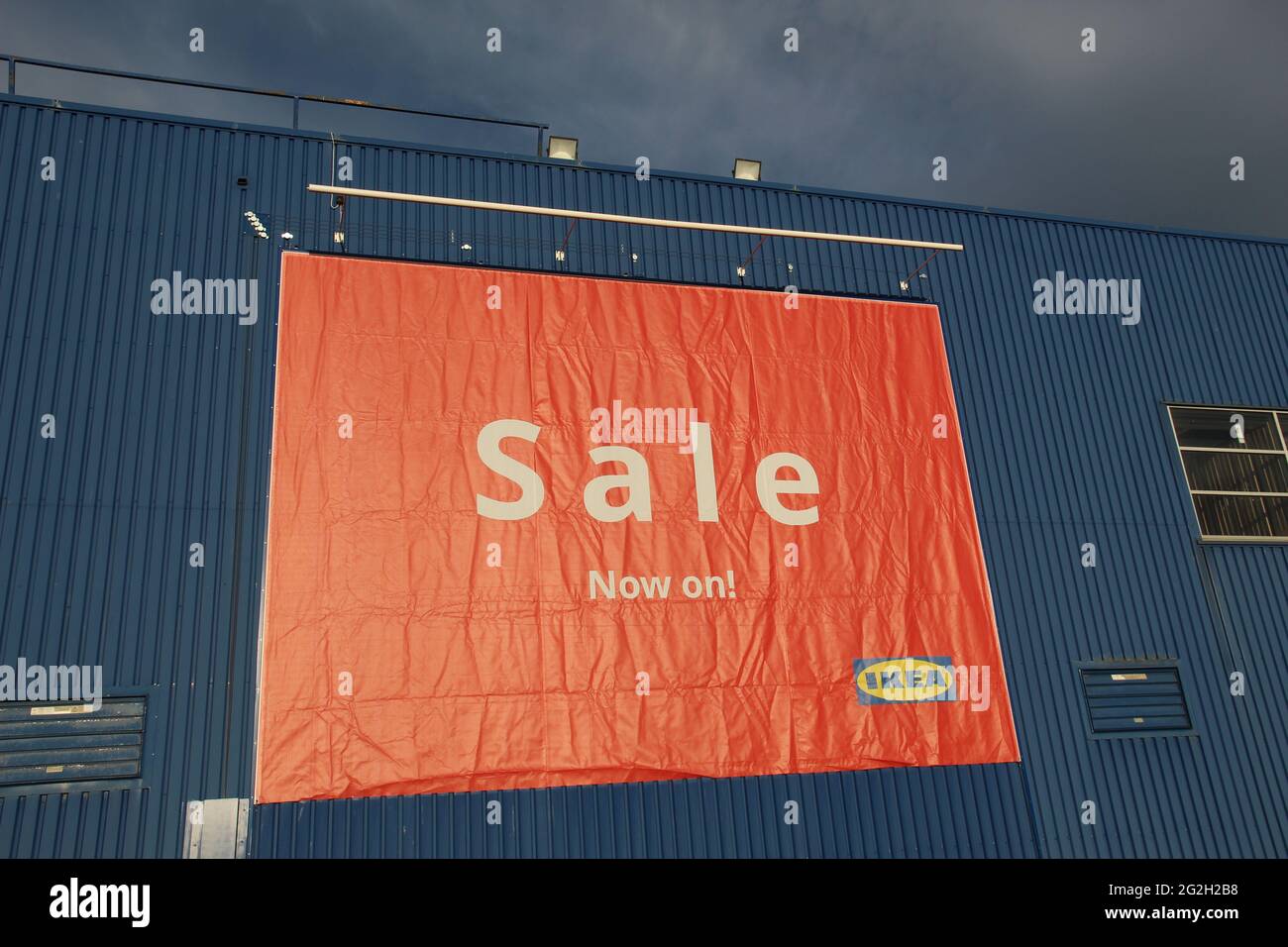 Sale Sign Outside an Ikea Furniture Store Near Edinburgh Stock Photo