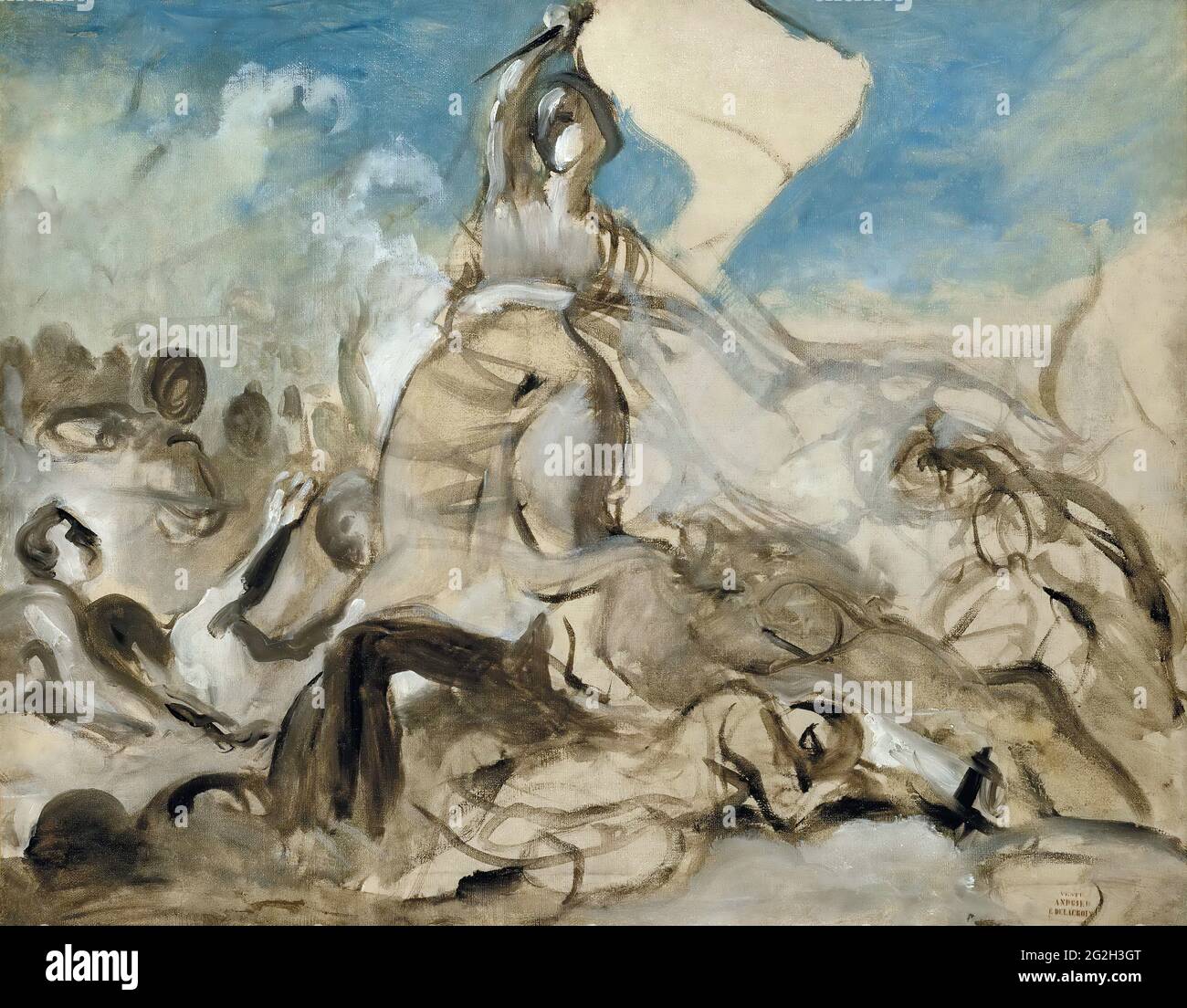 Eugène Delacroix Le 28 Juillet La Liberté Guidant Le Peuple Stock