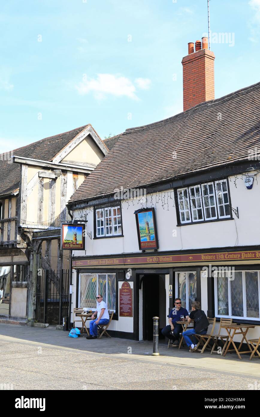 Thr Old Windmill, the city's oldest and best known pub, dated from 1451, on medieval Spon Street, in Coventry, UK City of Culture 2021, UK Stock Photo