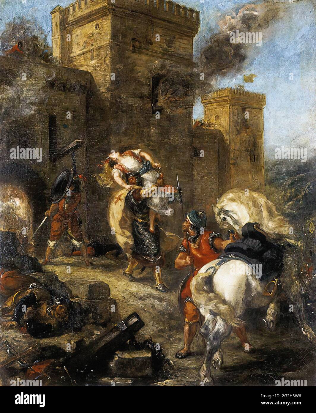 Eugène Delacroix -  Rebecca Kidnapped Templar Sir Brian De Bois Guilbert 1858 Stock Photo